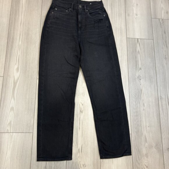 American Eagle Highest Rise 90's Boyfriend Black Wash Jeans Size 4 Distressed - Picture 3 of 10